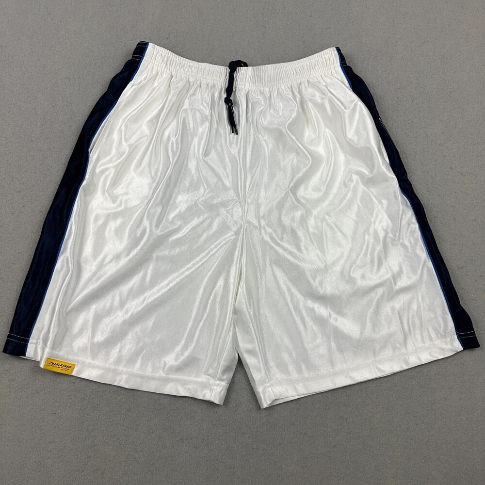 Vintage Tommy Hilfiger Shorts Men Extra Large White Navy Mesh Streetwear XL 2001